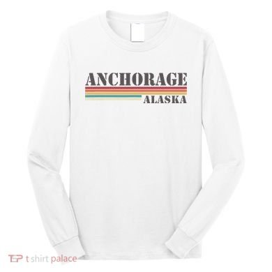 Anchorage Alaska Vintage Retro Stripes Classic Long Sleeve Shirt