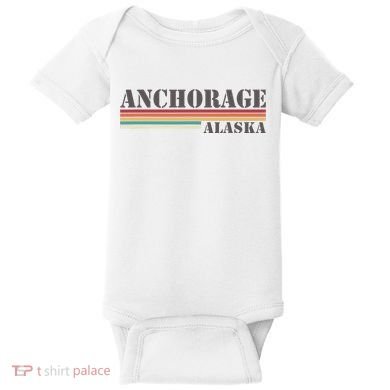 Anchorage Alaska Vintage Retro Stripes Classic Baby Bodysuit