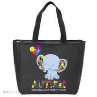 Autism Awareness Walking A Different Path Elephant Tote Bag thumb 0