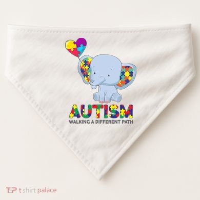 Autism Awareness Walking A Different Path Elephant USA-Made Doggie Bandana