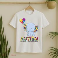 Autism Awareness Walking A Different Path Elephant T-Shirt thumb 2