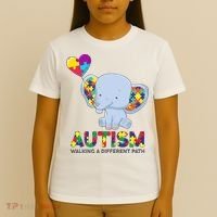Autism Awareness Walking A Different Path Elephant T-Shirt thumb 4
