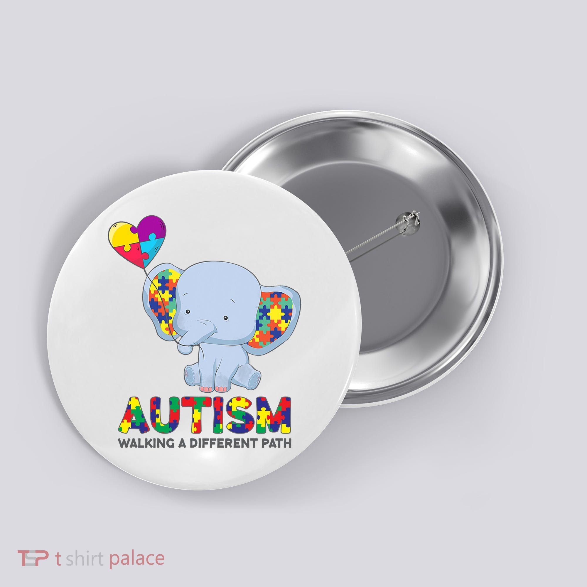 Autism Awareness Walking A Different Path Elephant Button
