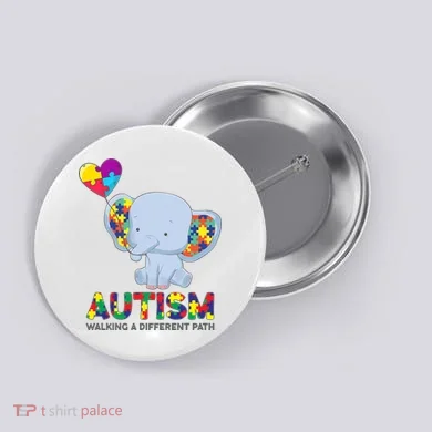 Autism Awareness Walking A Different Path Elephant Button