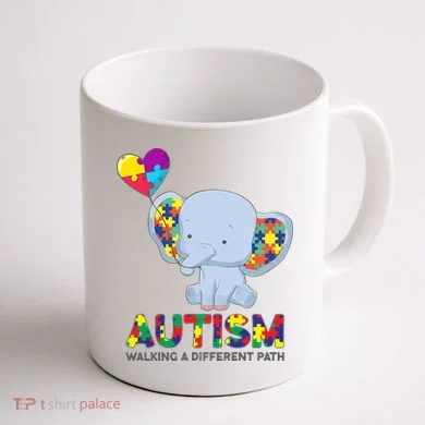 Autism Awareness Walking A Different Path Elephant Coffee Mug back