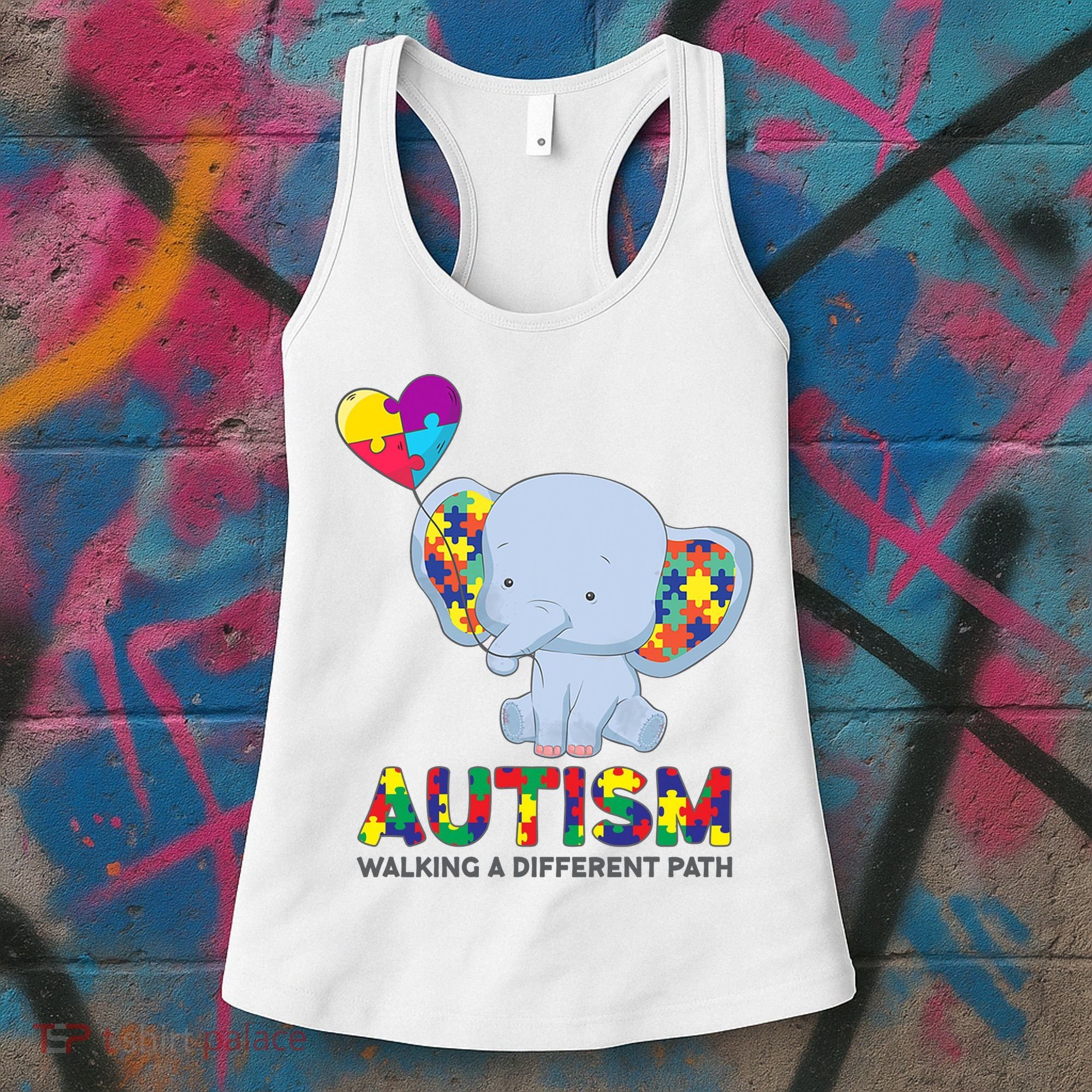 Autism Awareness Walking A Different Path Elephant Women's Tank Top