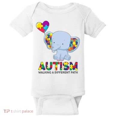 Autism Awareness Walking A Different Path Elephant Baby Bodysuit