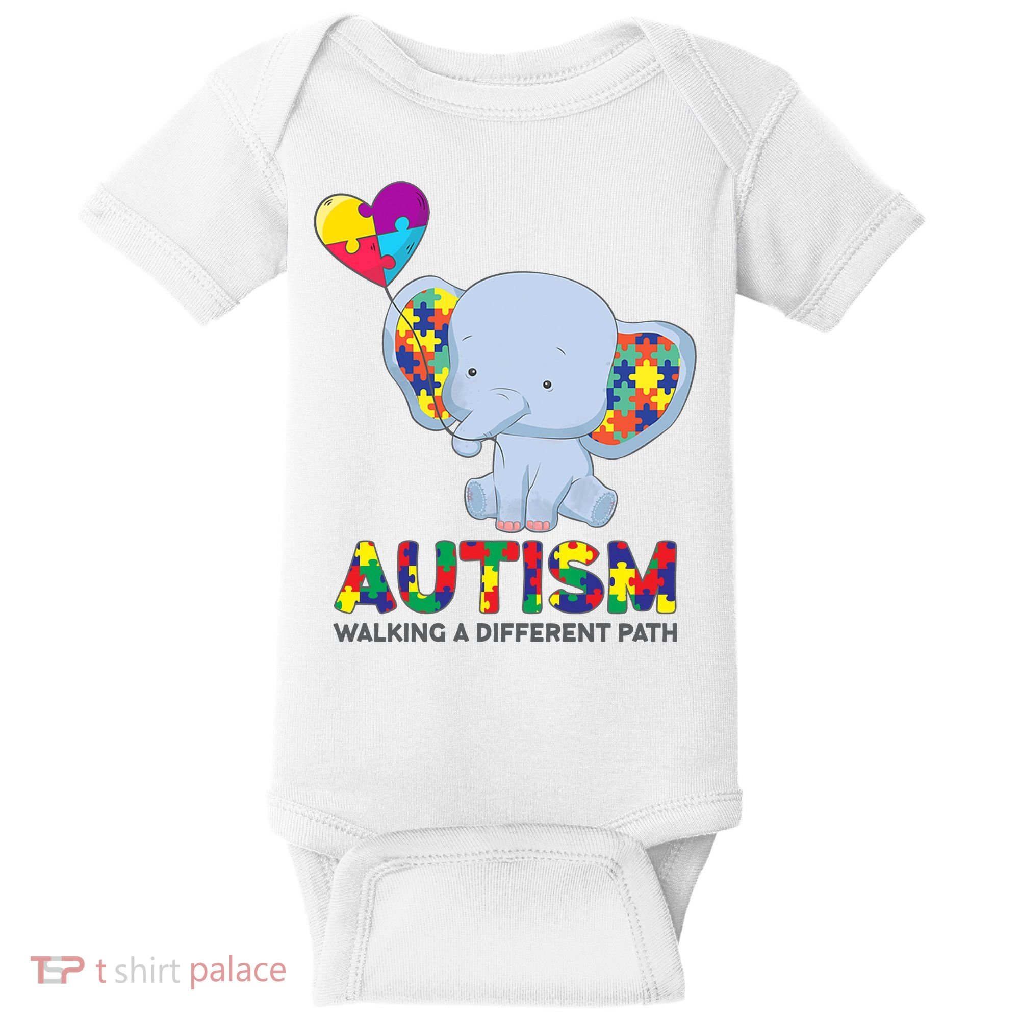 Autism Awareness Walking A Different Path Elephant Baby Bodysuit