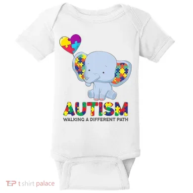Autism Awareness Walking A Different Path Elephant Baby Bodysuit