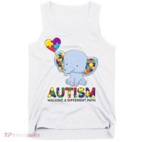 Autism Awareness Walking A Different Path Elephant Tank Top thumb 0