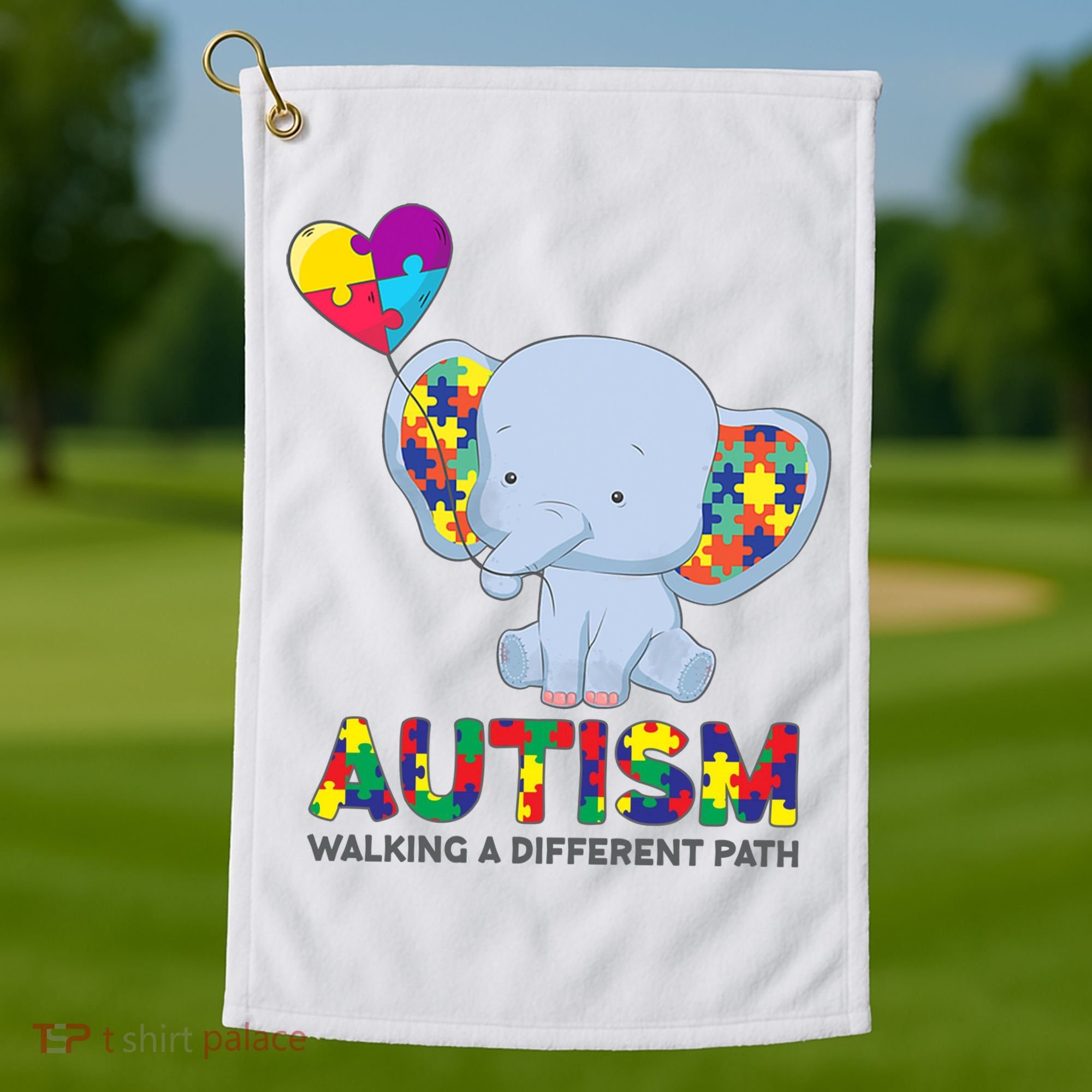 Autism Awareness Walking A Different Path Elephant Golf Towel