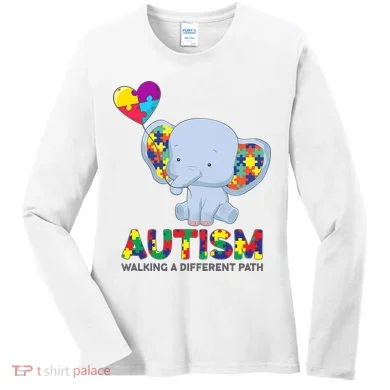 Autism Awareness Walking A Different Path Elephant Women's Long Sleeve Shirt