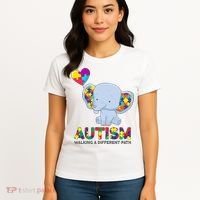 Autism Awareness Walking A Different Path Elephant Women's T-Shirt thumb 4