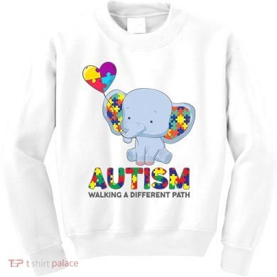 Autism Awareness Walking A Different Path Elephant Kids Sweatshirt