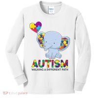 Autism Awareness Walking A Different Path Elephant Kids Long Sleeve Shirt thumb 0