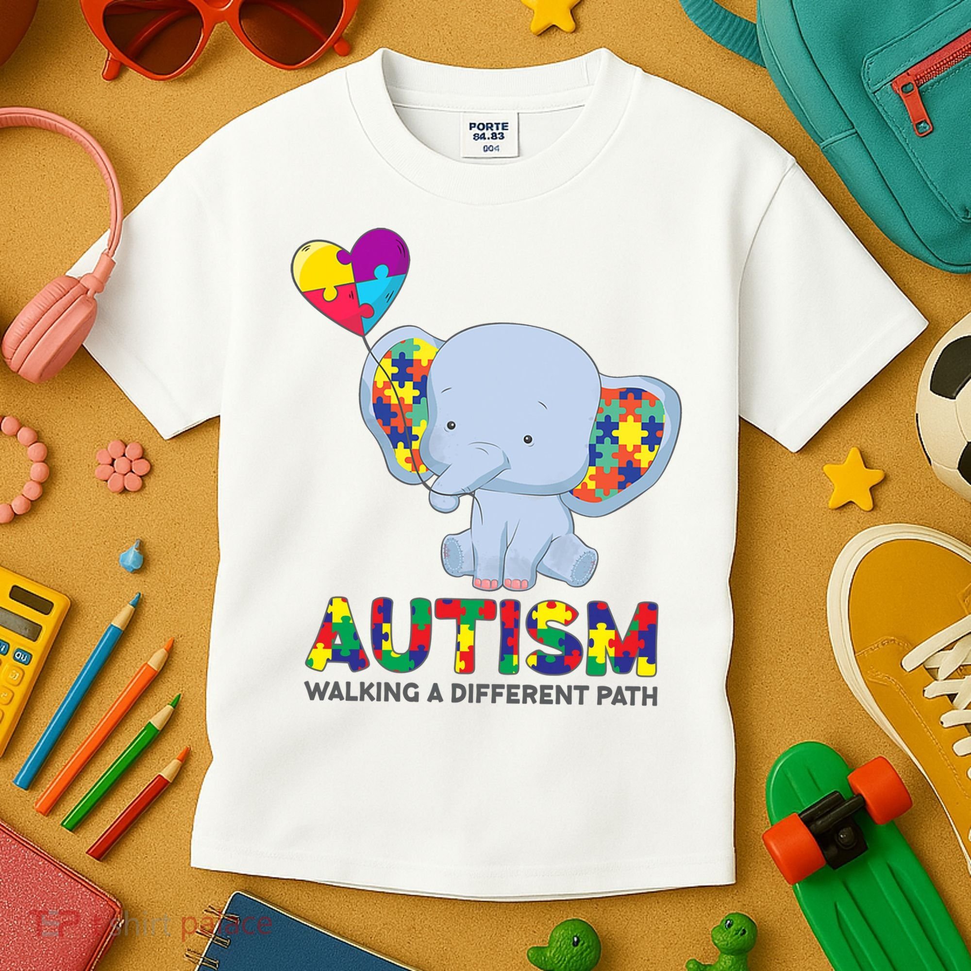 Autism Awareness Walking A Different Path Elephant Kids T-Shirt