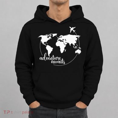 Adventure Awaits World Map For Travel Vacations Hoodie