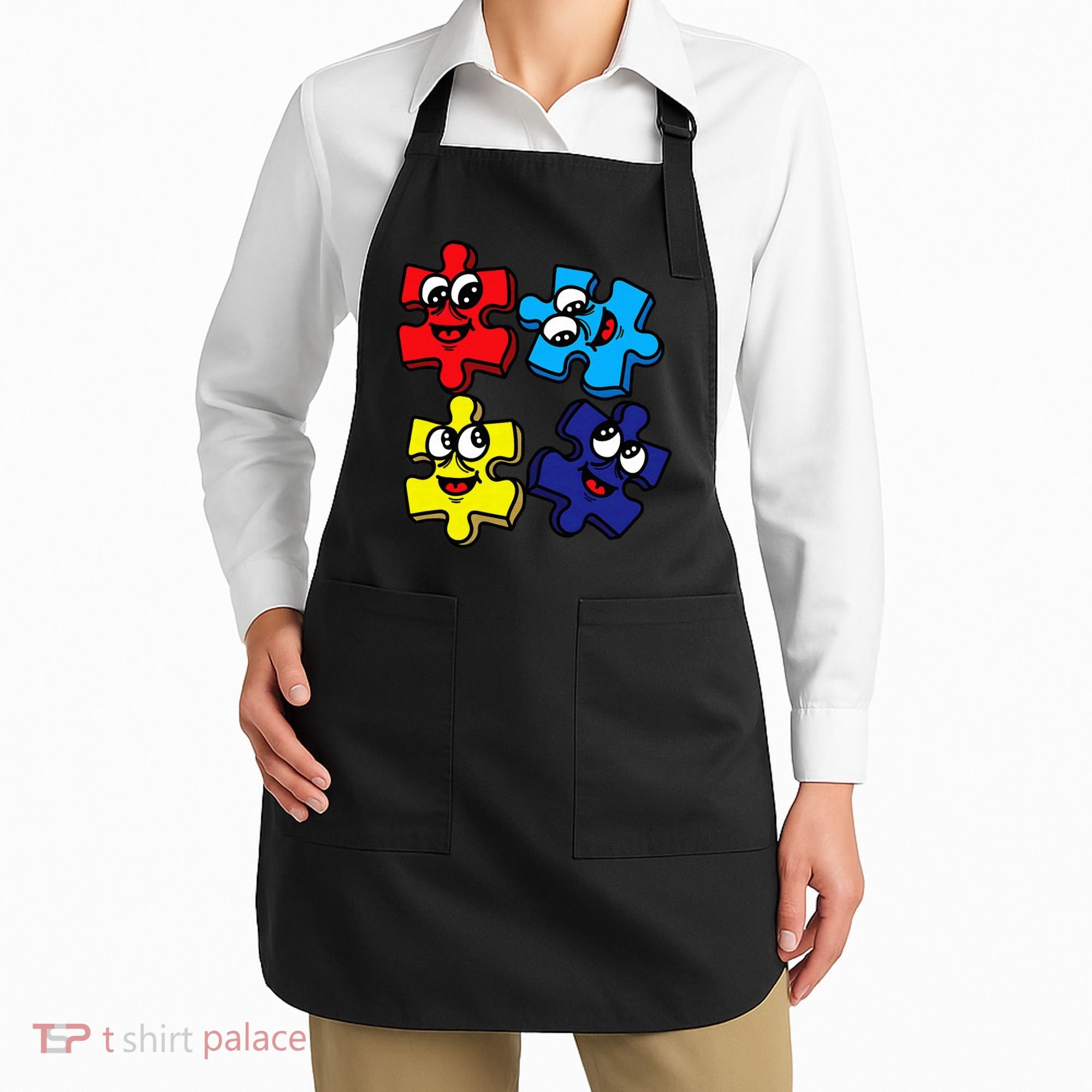 Autism Awareness With Smiling Puzzles Apron