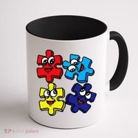 Autism Awareness With Smiling Puzzles Coffee Mug thumb 1
