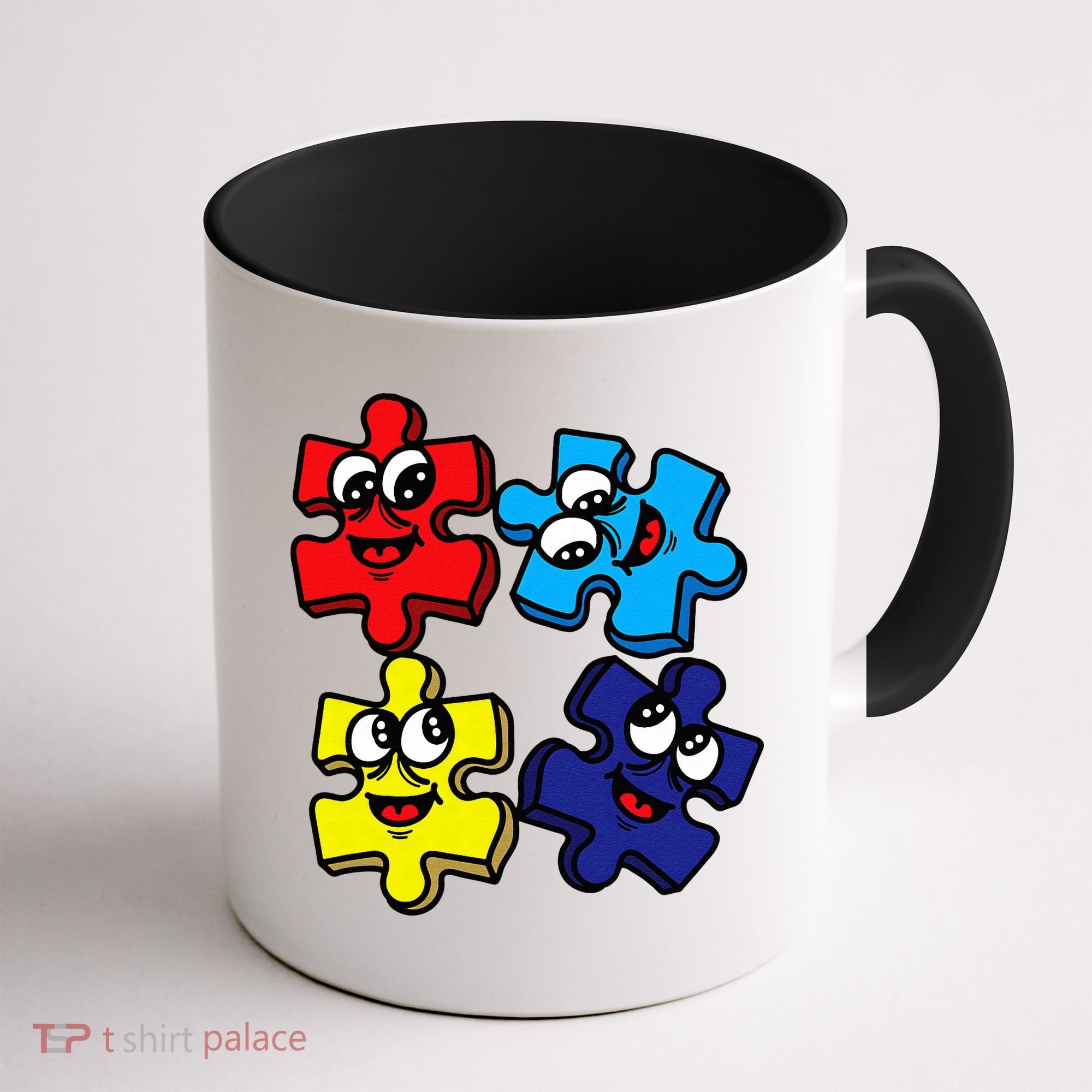 Autism Awareness With Smiling Puzzles Coffee Mug