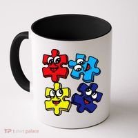 Autism Awareness With Smiling Puzzles Coffee Mug thumb 0