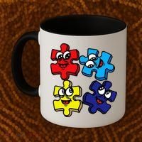 Autism Awareness With Smiling Puzzles Coffee Mug thumb 2