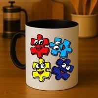 Autism Awareness With Smiling Puzzles Coffee Mug thumb 4