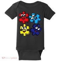 Autism Awareness With Smiling Puzzles Baby Bodysuit thumb 0