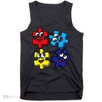 Autism Awareness With Smiling Puzzles Tank Top thumb 0