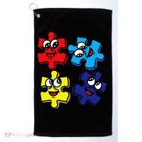 Autism Awareness With Smiling Puzzles Golf Towel thumb 0