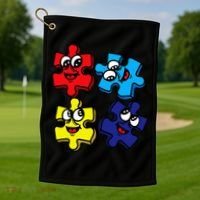 Autism Awareness With Smiling Puzzles Golf Towel thumb 1
