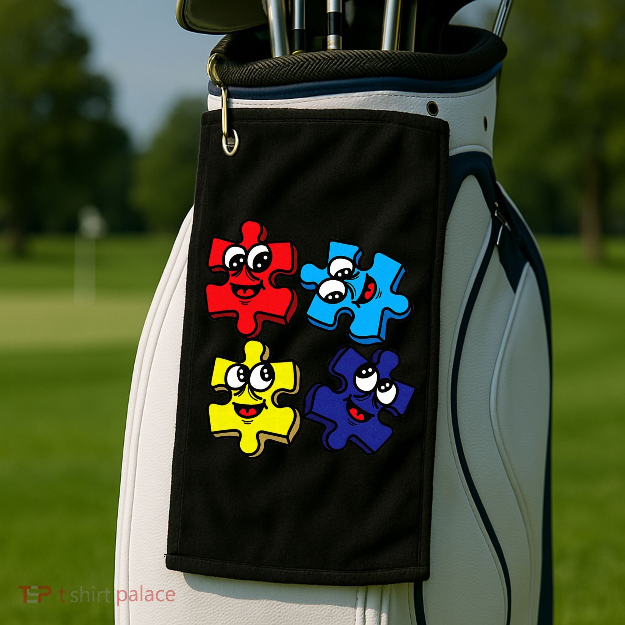 Autism Awareness With Smiling Puzzles Golf Towel