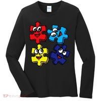 Autism Awareness With Smiling Puzzles Women's Long Sleeve Shirt thumb 0