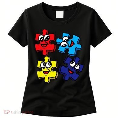 Autism Awareness With Smiling Puzzles Women's T-Shirt
