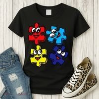 Autism Awareness With Smiling Puzzles Women's T-Shirt thumb 3