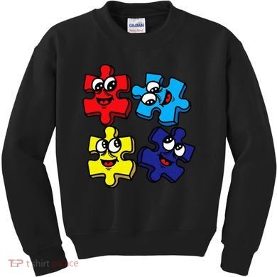 Autism Awareness With Smiling Puzzles Kids Sweatshirt