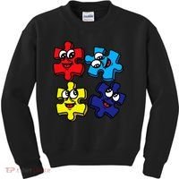 Autism Awareness With Smiling Puzzles Kids Sweatshirt thumb 0