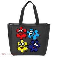 Autism Awareness With Smiling Puzzles Tote Bag thumb 0