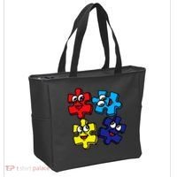 Autism Awareness With Smiling Puzzles Tote Bag thumb 2