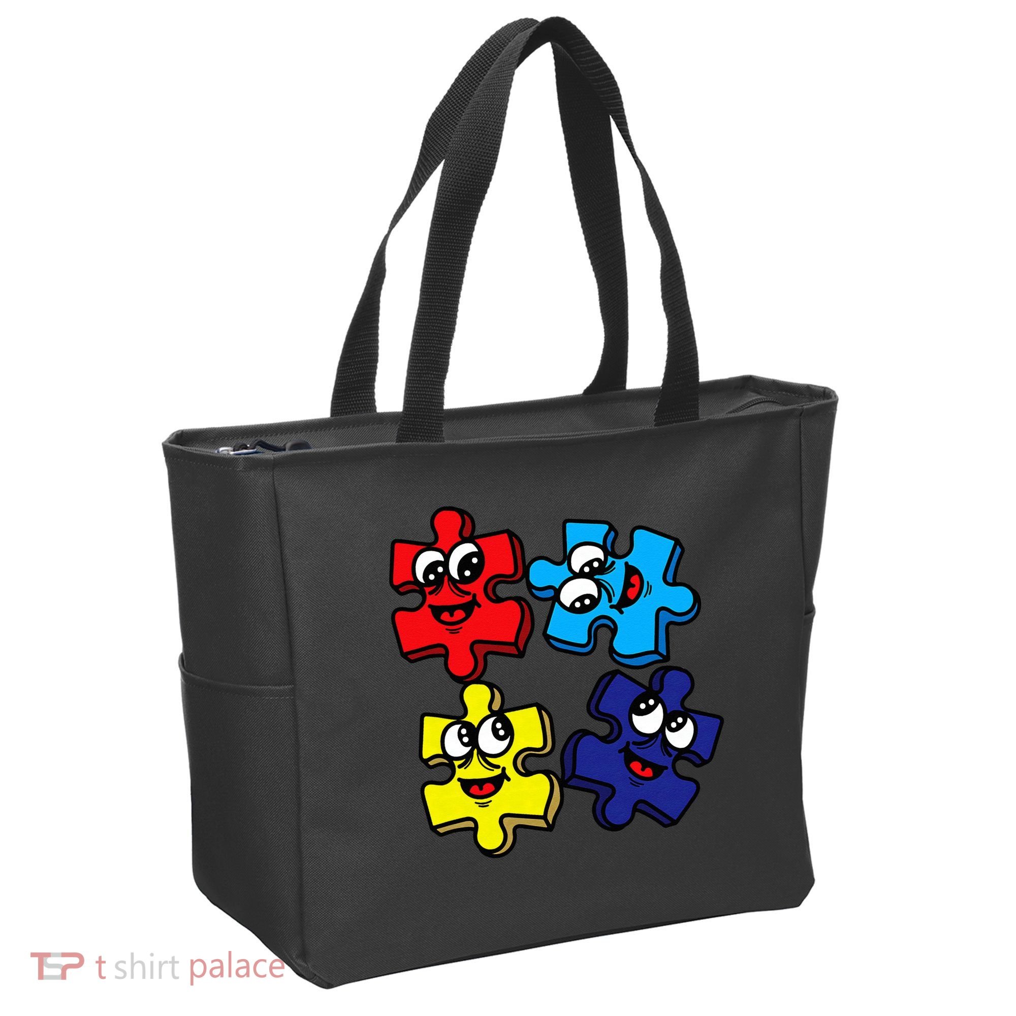 Autism Awareness With Smiling Puzzles Tote Bag