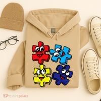 Autism Awareness With Smiling Puzzles Hoodie thumb 4