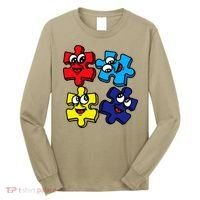 Autism Awareness With Smiling Puzzles Long Sleeve Shirt thumb 0