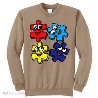Autism Awareness With Smiling Puzzles Sweatshirt thumb 0