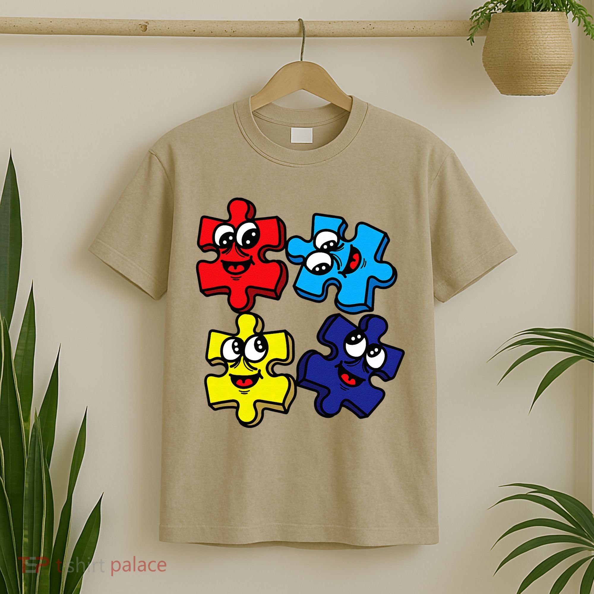Autism Awareness With Smiling Puzzles T-Shirt
