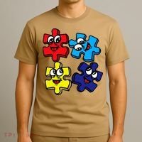 Autism Awareness With Smiling Puzzles T-Shirt thumb 3