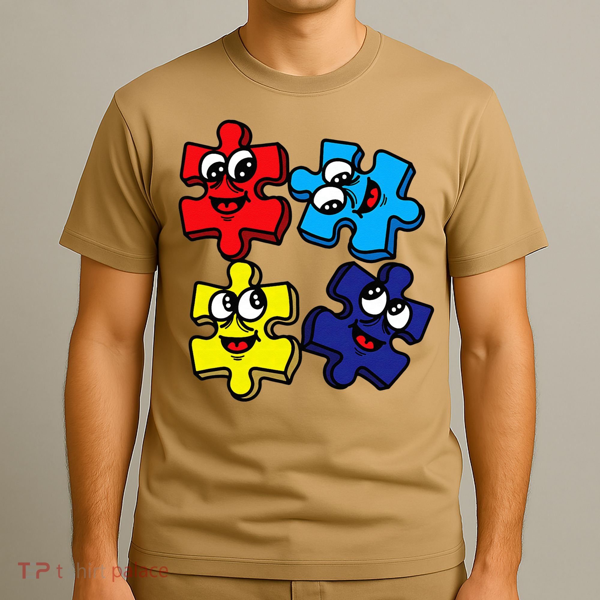 Autism Awareness With Smiling Puzzles T-Shirt