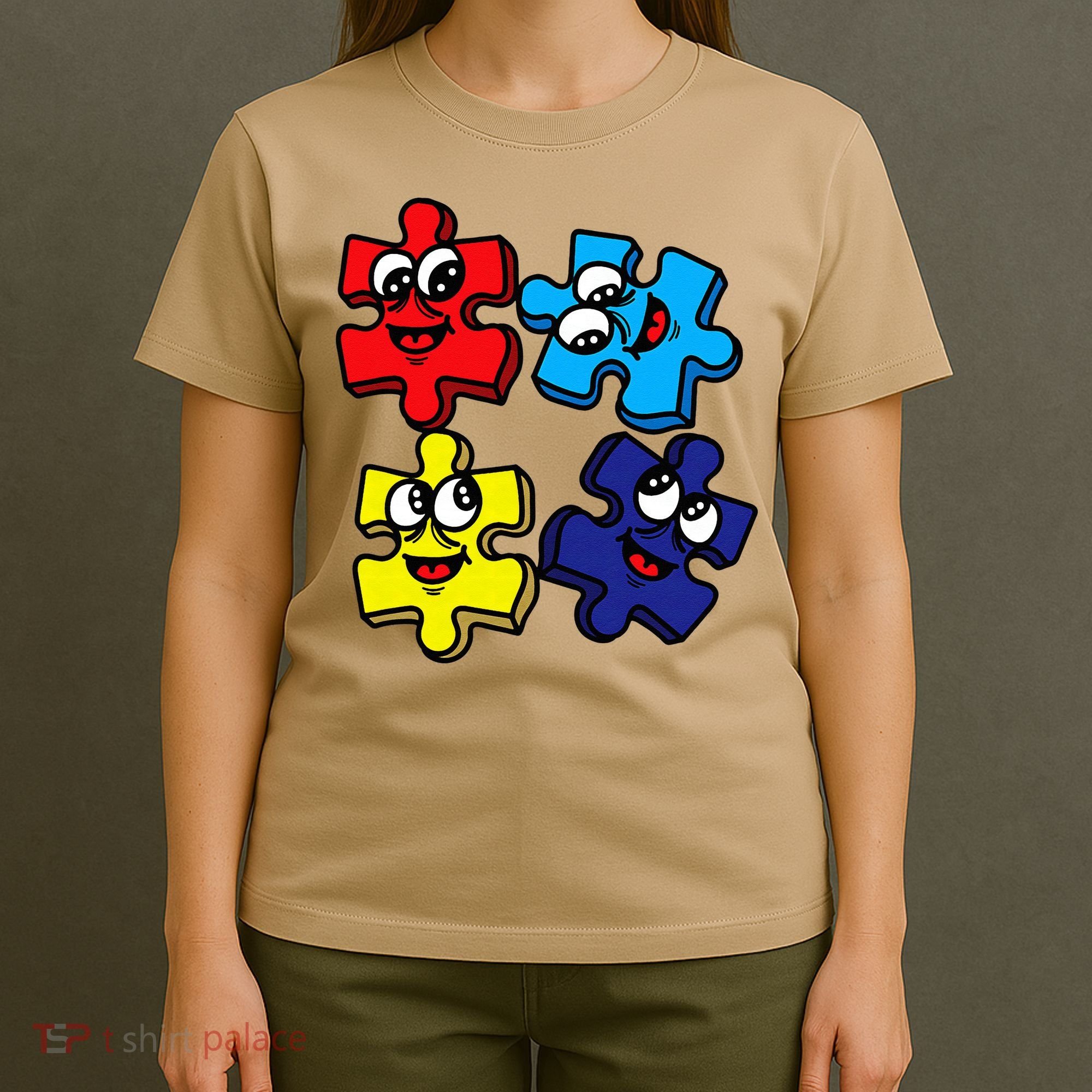 Autism Awareness With Smiling Puzzles T-Shirt