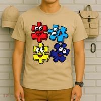 Autism Awareness With Smiling Puzzles T-Shirt thumb 6