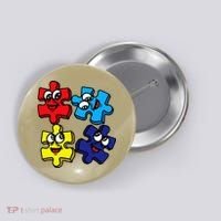 Autism Awareness With Smiling Puzzles Button thumb 0