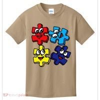 Autism Awareness With Smiling Puzzles Kids T-Shirt thumb 0